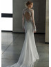 Beaded Lace Chiffon Wedding Dress With Removable Train